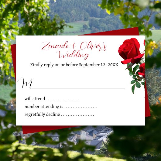 Red Roses Wedding Website Antwoord Kaarten