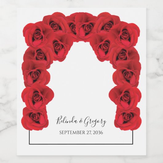 Red Roses Wedding Wijn Etiket (Enkel label)