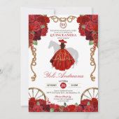 Red Roses Western Cowboy Charra Quinceañera Kaart (Voorkant)