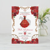 Red Roses Western Cowboy Charra Quinceañera Kaart (Staand voorkant)