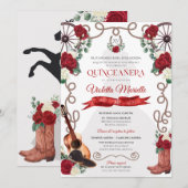 Red Roses Western Quinceañera Elegant Charro Kaart (Voorkant / Achterkant)