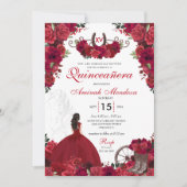 Red Roses Westerne prinses Charra Quinceanera Kaart (Voorkant)