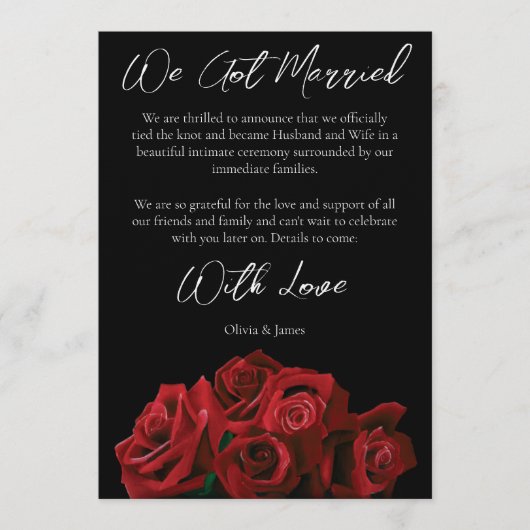 Red Roses White Black Elegance Timeless Kaart (Voorkant)