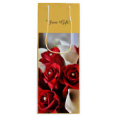 Red Roses White Calla Lily Floral Flowers Custom Wijn Cadeautas (Voorkant)