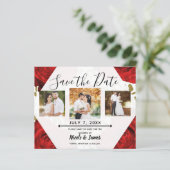 Red Roses White Gold Cheetah Leopard Save the Date (Staand voorkant)