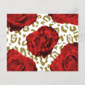 Red Roses White Gold Cheetah Leopard Save the Date (Achterkant)