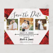 Red Roses White Gold Cheetah Leopard Save the Date (Voorkant)
