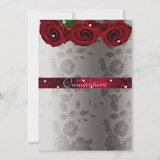 Red Roses White harten Quinceanera Kaart (Voorkant)