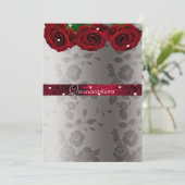 Red Roses White harten Quinceanera Kaart (Staand voorkant)