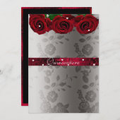 Red Roses White harten Quinceanera Kaart (Voorkant / Achterkant)