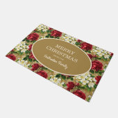 Red Roses White Lilies Merry Kerstfamilie Naam Deurmat (Schuin)