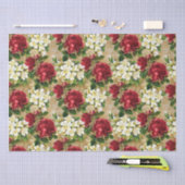 Red Roses White Lilies Vintage-kerstbloemen Tissuepapier (Craft)