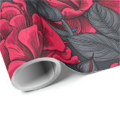 Red roses with gray leaves on black cadeaupapier (Rol Hoek)