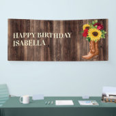 Red Roses Yellow Sunflower Boots Wood Birthday Spandoek (Beurs)