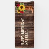 Red Roses Yellow Sunflower Boots Wood Birthday Spandoek (Verticaal)