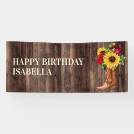 Red Roses Yellow Sunflower Boots Wood Birthday Spandoek