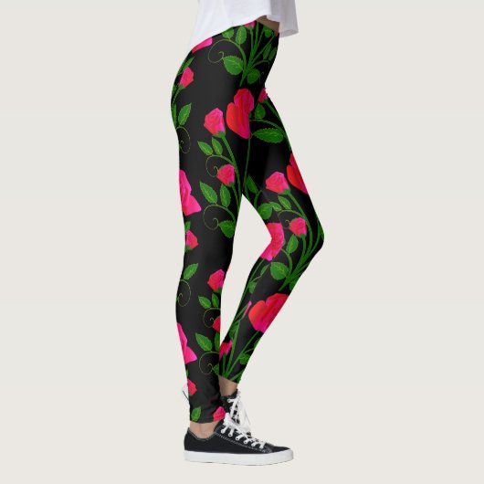 Red Roses Zwarte Leggings (Rechts)