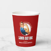 Red Rosie Riveter LABOR DAY BBQ Paper Cups Papieren Bekers (Achterkant)