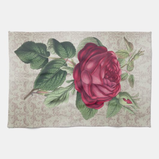  Red Ross met Damask Theedoek (Horizontaal)
