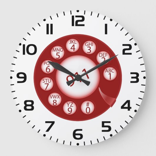 Red Rotary Phone Dial 911 Emergency Number Grote Klok (Voorkant)