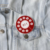 Red Rotary Phone Dial 911 Emergency Number Ronde Button 7,6 Cm (In situ)