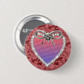 Red Round Diamond Heart Lijst Button (Voorkant /achterkant)