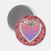 Red Round Diamond Heart Lijst Magnet (Voorkant / Achterkant)