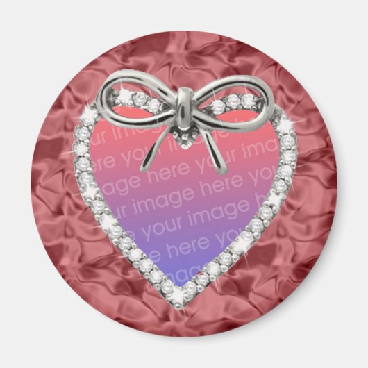 Red Round Diamond Heart Lijst Magnet (Voorkant)