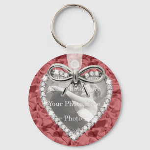 Red Round Diamond Heart Lijst Sleutelhanger