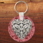 Red Round Elegant Designer Heart Keychain (Voorkant)