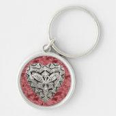 Red Round Elegant Designer Heart Keychain (Voorkant)