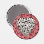 Red Round Elegant Designer Heart Magnet (Voorkant / Achterkant)