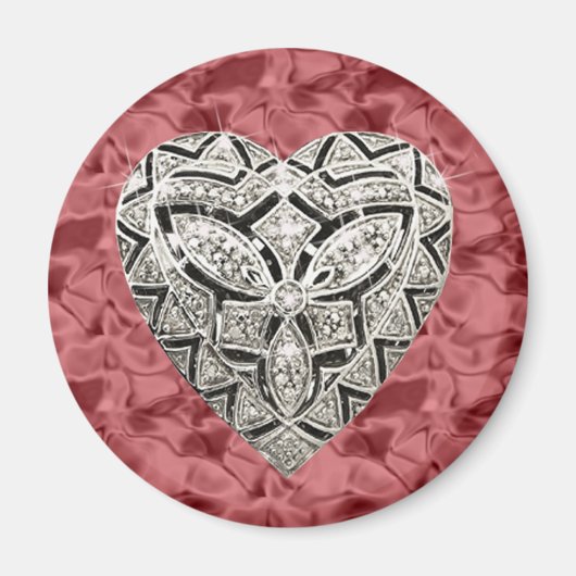 Red Round Elegant Designer Heart Magnet (Voorkant)