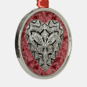 Red Round Elegant Designer Heart Ornament (Rechts)