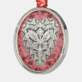 Red Round Elegant Designer Heart Ornament (Links)