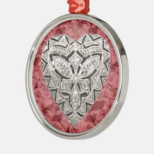Red Round Elegant Designer Heart Ornament (Links)