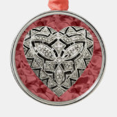 Red Round Elegant Designer Heart Ornament (Voorkant)