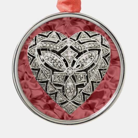 Red Round Elegant Designer Heart Ornament (Voorkant)