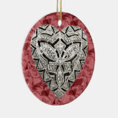Red Round Elegant Designer Heart Ornament (Rechts)