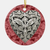 Red Round Elegant Designer Heart Ornament (Voorkant)