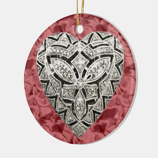 Red Round Elegant Designer Heart Ornament (Links)
