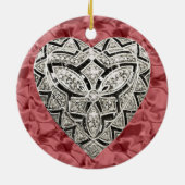 Red Round Elegant Designer Heart Ornament (Achterkant)