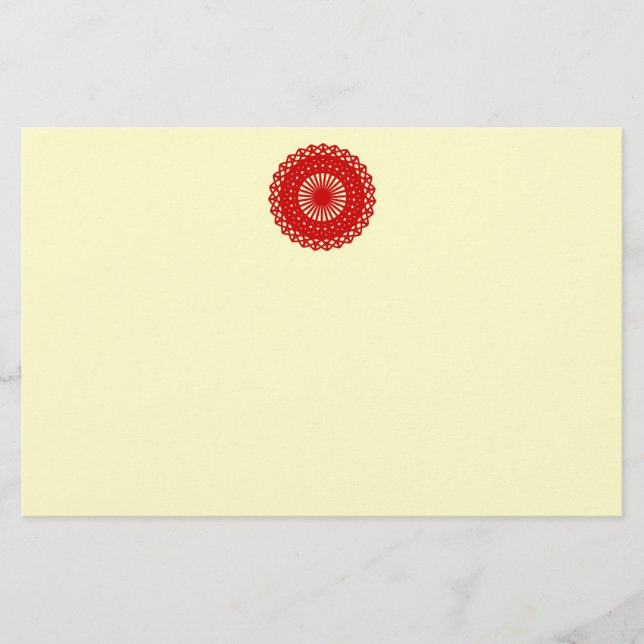 Red Round Lace Pattern-afbeelding. (Voorkant)