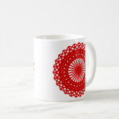 Red Round Lace Pattern-afbeelding. Koffiemok (Voorkant rechts)