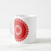 Red Round Lace Pattern-afbeelding. Koffiemok (Voorkant links)