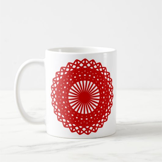 Red Round Lace Pattern-afbeelding. Koffiemok (Links)