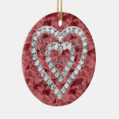 Red Round Live Laugh Love Diamond Heart Ornament (Rechts)