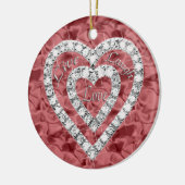 Red Round Live Laugh Love Diamond Heart Ornament (Links)