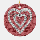 Red Round Live Laugh Love Diamond Heart Ornament (Achterkant)