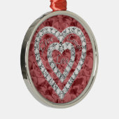 Red Round Live Laugh Love Diamond Heart Ornament (Rechts)